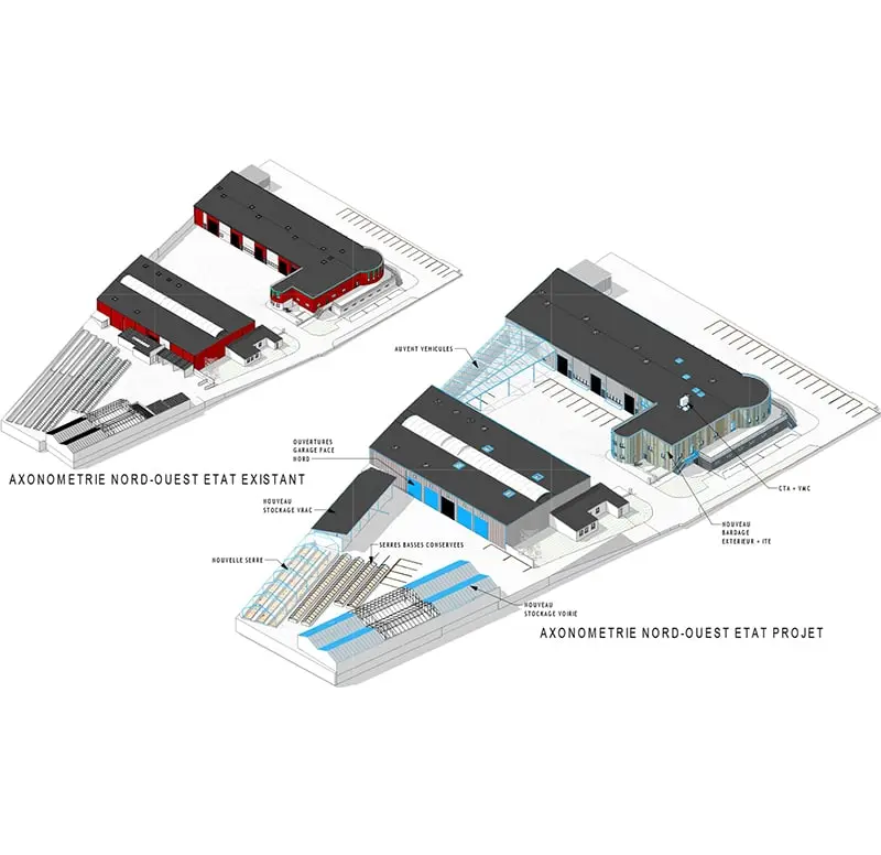 Axonometries existant-projet